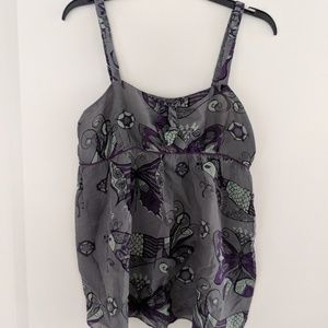 Women's Gray and Purple Top